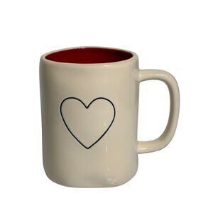 Rae Dunn Artisan Heart Mug Red White Ceramic Coffee Tea Cup 5" Valentine Gift